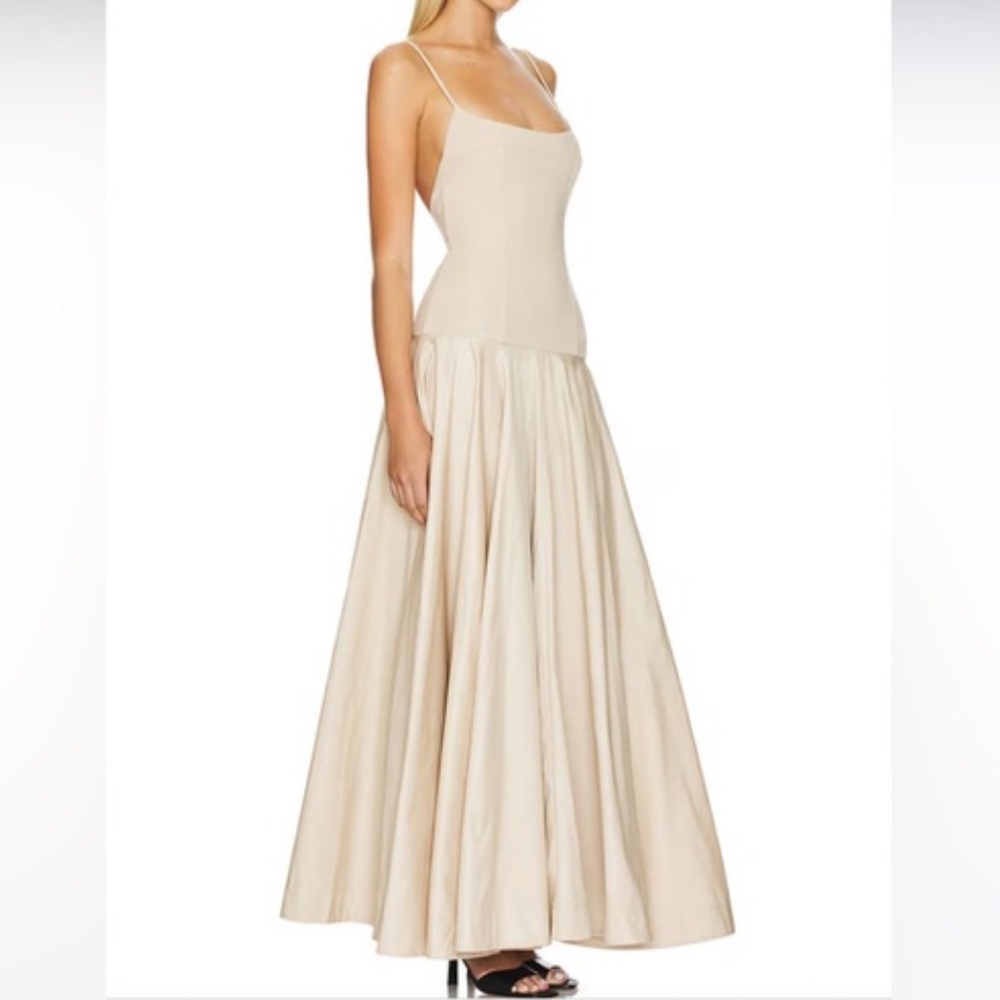 NWT L'Academie by Marianna Laure Maxi Dress in Light Beige